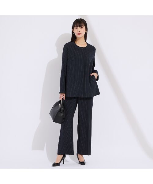 Liliane Burty（Lサイズ） / リリアンビューティ ノーカラージャケット | 【M～4L/セットアップ対応】ストライプノーカラージャケット | 詳細17