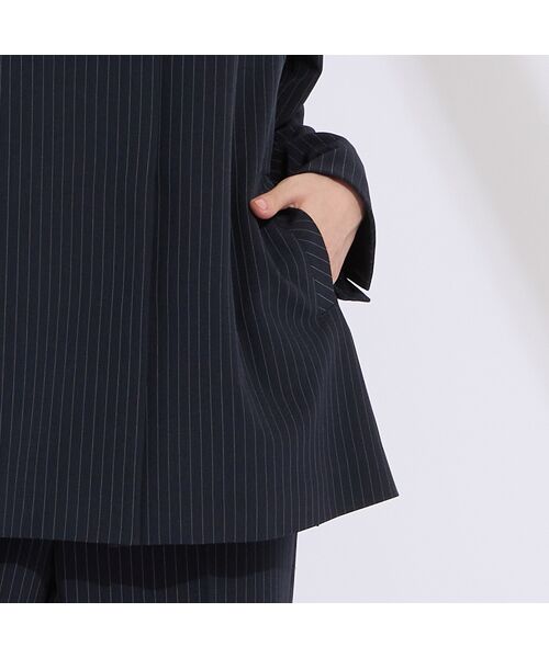 Liliane Burty（Lサイズ） / リリアンビューティ ノーカラージャケット | 【M～4L/セットアップ対応】ストライプノーカラージャケット | 詳細18