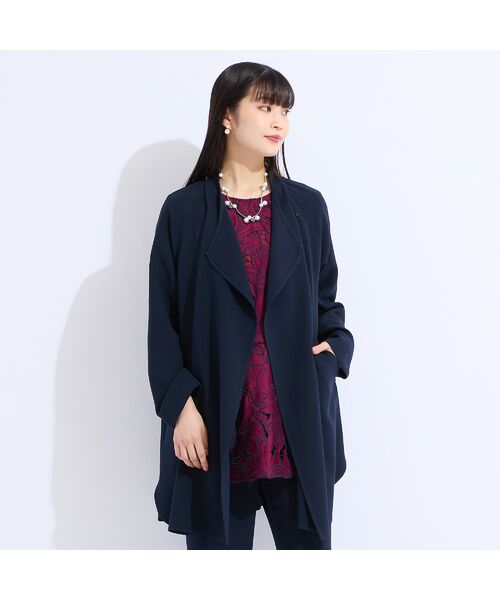 Liliane Burty（Lサイズ）/リリアンビューティ 【M～4L/セットアップ対応】デニット着流し風ジャケット ダークブルー LL