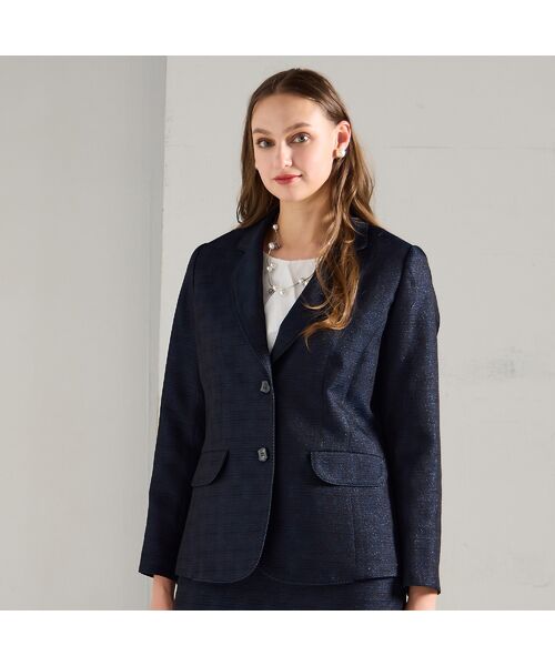 Liliane Burty(Lサイズ) / リリアンビューティ テーラードジャケット | 【M~4L/セットアップ対応】米沢織ラメツイードテーラードジャケット | 詳細1