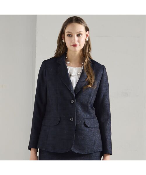 Liliane Burty(Lサイズ) / リリアンビューティ テーラードジャケット | 【M~4L/セットアップ対応】米沢織ラメツイードテーラードジャケット | 詳細2