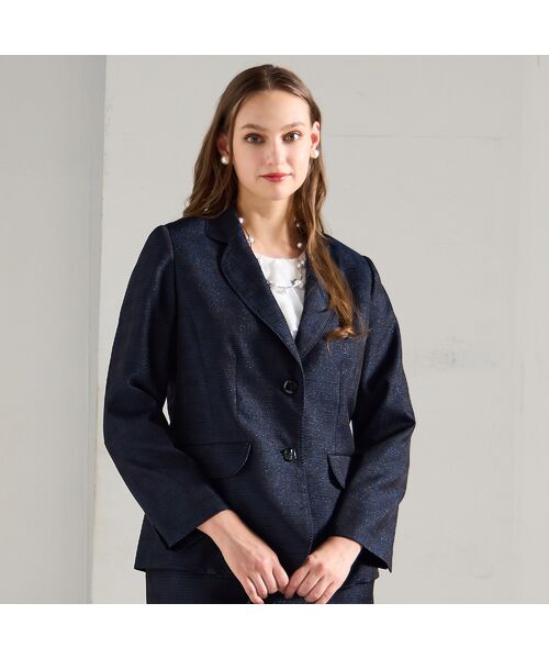 Liliane Burty(Lサイズ) / リリアンビューティ テーラードジャケット | 【M~4L/セットアップ対応】米沢織ラメツイードテーラードジャケット | 詳細3