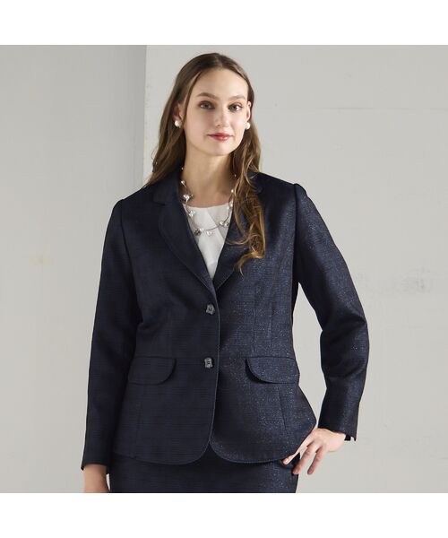 Liliane Burty(Lサイズ) / リリアンビューティ テーラードジャケット | 【M~4L/セットアップ対応】米沢織ラメツイードテーラードジャケット | 詳細4