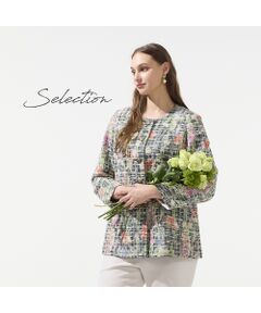 Liliane Burty（Lサイズ） / リリアンビューティ ノーカラージャケット | 【11～17号】イタリア製素材ツイードノーカラージャケット