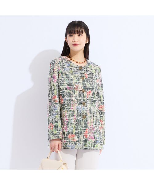 Liliane Burty（Lサイズ） / リリアンビューティ ノーカラージャケット | 【11～17号】イタリア製素材ツイードノーカラージャケット | 詳細10