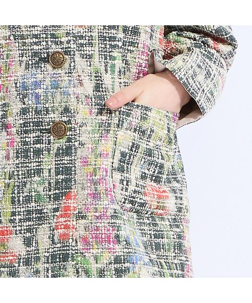 Liliane Burty（Lサイズ） / リリアンビューティ ノーカラージャケット | 【11～17号】イタリア製素材ツイードノーカラージャケット | 詳細14