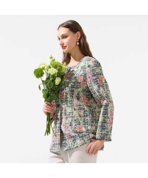 Liliane Burty（Lサイズ） / リリアンビューティ ノーカラージャケット | 【11～17号】イタリア製素材ツイードノーカラージャケット | 詳細3