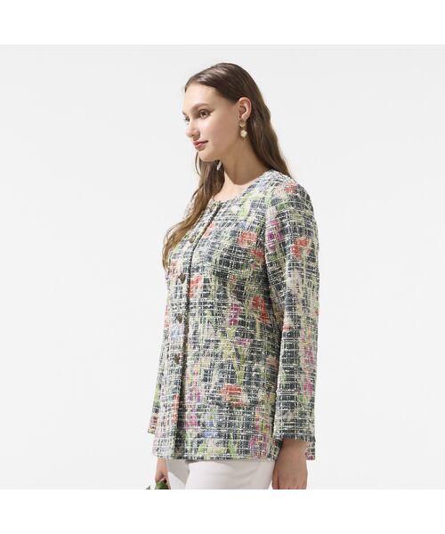 Liliane Burty（Lサイズ） / リリアンビューティ ノーカラージャケット | 【11～17号】イタリア製素材ツイードノーカラージャケット | 詳細4