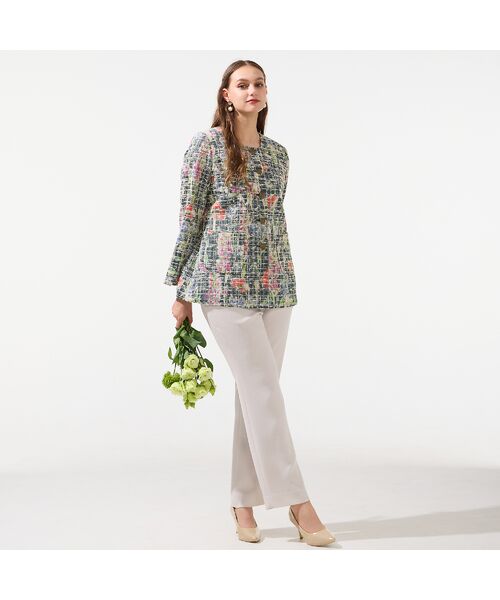 Liliane Burty（Lサイズ） / リリアンビューティ ノーカラージャケット | 【11～17号】イタリア製素材ツイードノーカラージャケット | 詳細6