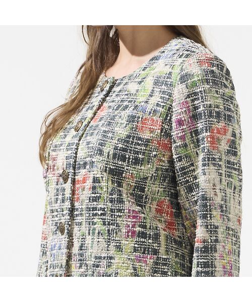 Liliane Burty（Lサイズ） / リリアンビューティ ノーカラージャケット | 【11～17号】イタリア製素材ツイードノーカラージャケット | 詳細7