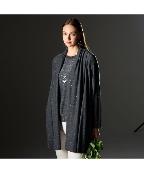 Liliane Burty（Lサイズ） / リリアンビューティ カーディガン・ボレロ | 【L～4L/アンサンブル対応】スパンコール着流しカーディガン | 詳細8