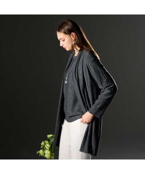 Liliane Burty（Lサイズ） / リリアンビューティ カーディガン・ボレロ | 【L～4L/アンサンブル対応】スパンコール着流しカーディガン | 詳細9