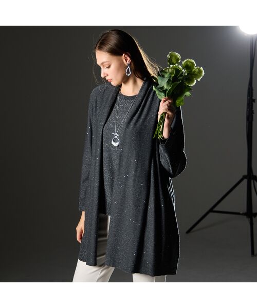 Liliane Burty（Lサイズ） / リリアンビューティ カーディガン・ボレロ | 【L～4L/アンサンブル対応】スパンコール着流しカーディガン | 詳細10