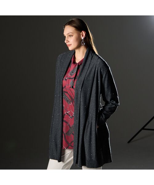 Liliane Burty（Lサイズ） / リリアンビューティ カーディガン・ボレロ | 【L～4L/アンサンブル対応】スパンコール着流しカーディガン | 詳細13