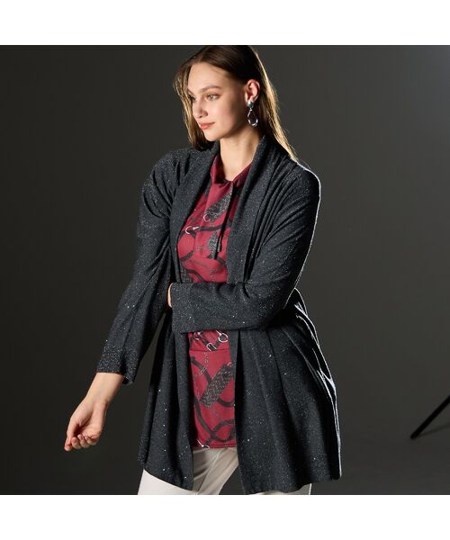 Liliane Burty（Lサイズ） / リリアンビューティ カーディガン・ボレロ | 【L～4L/アンサンブル対応】スパンコール着流しカーディガン | 詳細14