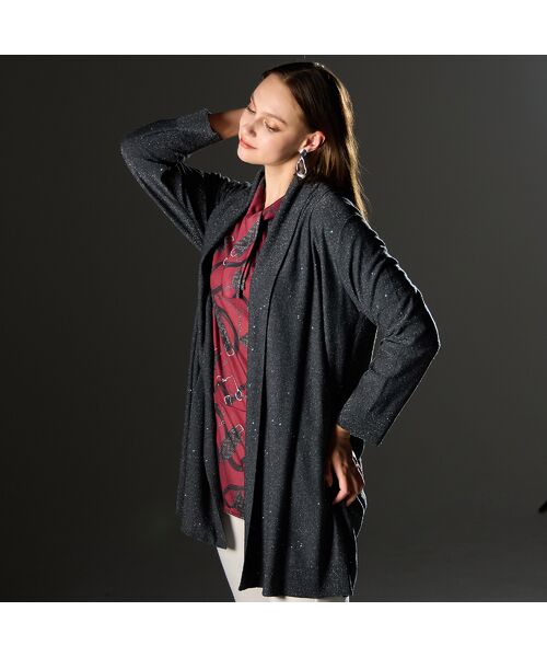 Liliane Burty（Lサイズ） / リリアンビューティ カーディガン・ボレロ | 【L～4L/アンサンブル対応】スパンコール着流しカーディガン | 詳細15