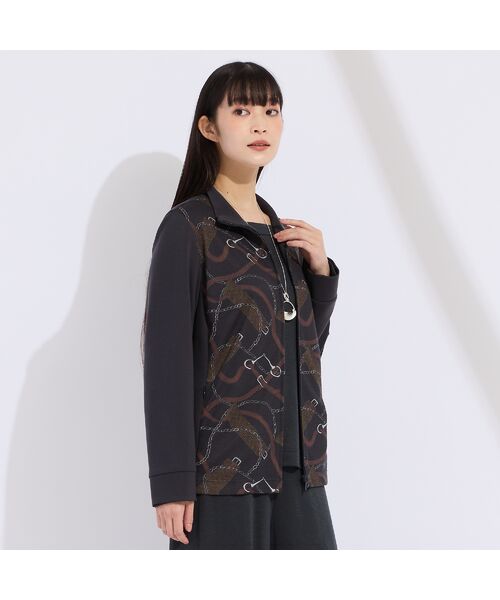 Liliane Burty(Lサイズ) / リリアンビューティ ブルゾン | 【M~4L】オーナメントプリントジップアップジャケット | 詳細1