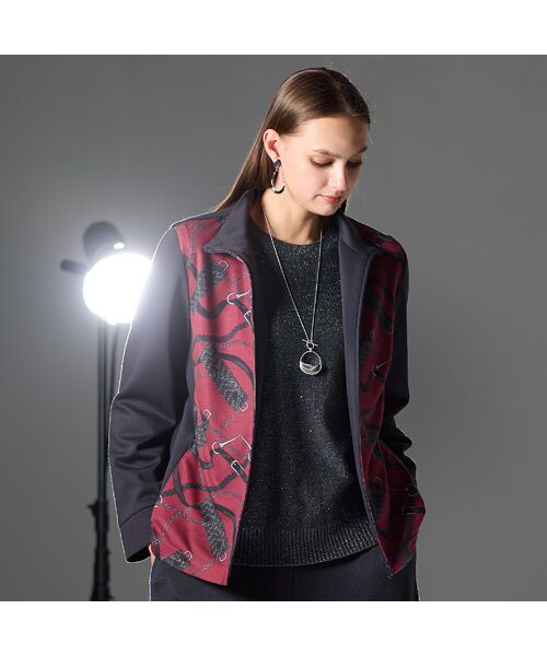 Liliane Burty(Lサイズ) / リリアンビューティ ブルゾン | 【M~4L】オーナメントプリントジップアップジャケット | 詳細9