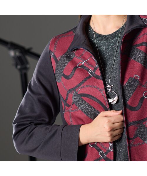 Liliane Burty(Lサイズ) / リリアンビューティ ブルゾン | 【M~4L】オーナメントプリントジップアップジャケット | 詳細14