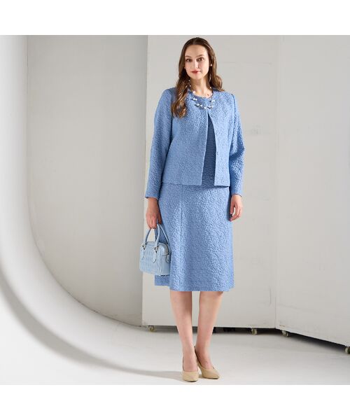 Liliane Burty(Lサイズ) / リリアンビューティ ミニ丈・ひざ丈ワンピース | 【M~4L/セットアップ対応】米沢織ふくれジャカードワンピース | 詳細8