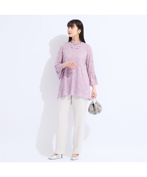 Liliane Burty（Lサイズ） / リリアンビューティ シャツ・ブラウス | 【M～４L】コードレースチュニックブラウス | 詳細4