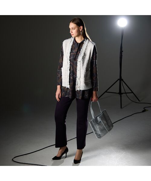 Liliane Burty（Lサイズ） / リリアンビューティ カットソー | 【M～4L】オーナメントプリントボウタイTシャツ | 詳細7