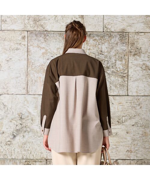 Liliane Burty（Lサイズ） / リリアンビューティ シャツ・ブラウス | 【L・3L】ウール混配色使いブラウス | 詳細3