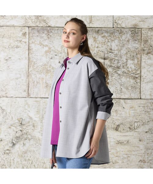 Liliane Burty（Lサイズ） / リリアンビューティ シャツ・ブラウス | 【L・3L】ウール混配色使いブラウス | 詳細8