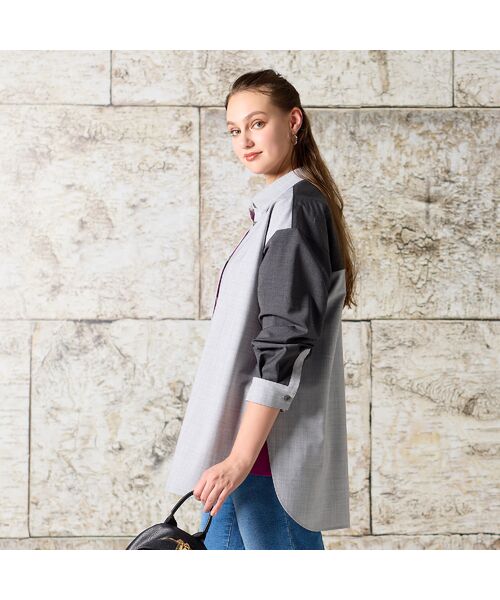 Liliane Burty（Lサイズ） / リリアンビューティ シャツ・ブラウス | 【L・3L】ウール混配色使いブラウス | 詳細10