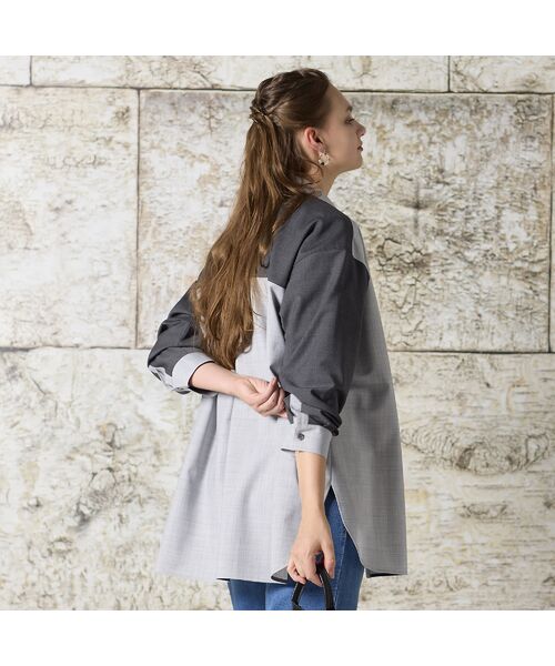 Liliane Burty（Lサイズ） / リリアンビューティ シャツ・ブラウス | 【L・3L】ウール混配色使いブラウス | 詳細11