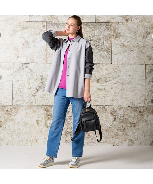 Liliane Burty（Lサイズ） / リリアンビューティ シャツ・ブラウス | 【L・3L】ウール混配色使いブラウス | 詳細12