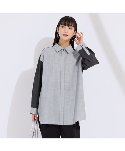 Liliane Burty（Lサイズ） / リリアンビューティ シャツ・ブラウス | 【L・3L】ウール混配色使いブラウス | 詳細13