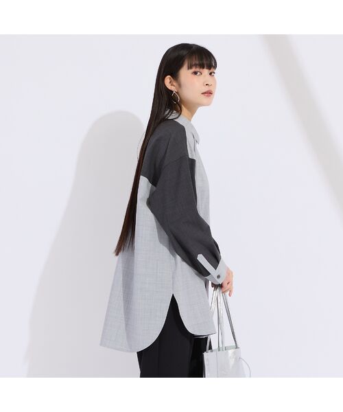 Liliane Burty（Lサイズ） / リリアンビューティ シャツ・ブラウス | 【L・3L】ウール混配色使いブラウス | 詳細15