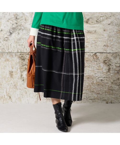 Liliane Burty（Lサイズ） / リリアンビューティ ミニ・ひざ丈スカート | 【L～４L】新潟素材チェックスカート | 詳細1