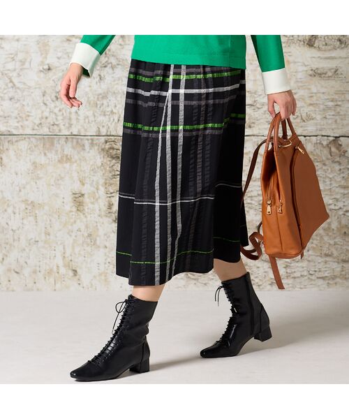 Liliane Burty（Lサイズ） / リリアンビューティ ミニ・ひざ丈スカート | 【L～４L】新潟素材チェックスカート | 詳細2