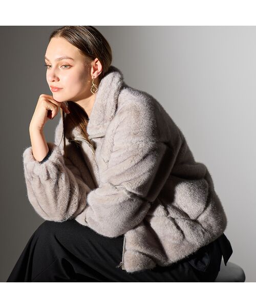 Liliane Burty(Lサイズ) / リリアンビューティ その他アウター | 【L~4L】フェイクファージャケット(グレー)