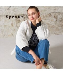 Liliane Burty（Lサイズ） / リリアンビューティ ノーカラージャケット | 【L～４L】フラワージャカード中綿ジャケット