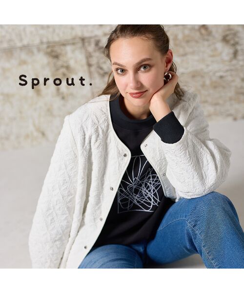 Liliane Burty(Lサイズ) / リリアンビューティ ノーカラージャケット | 【L~4L】フラワージャカード中綿ジャケット | 詳細1