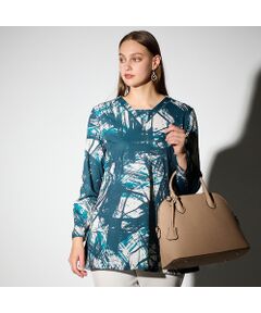 Liliane Burty（Lサイズ） / リリアンビューティ カットソー | 【M～４L】幾何プリントプルオーバーチュニック