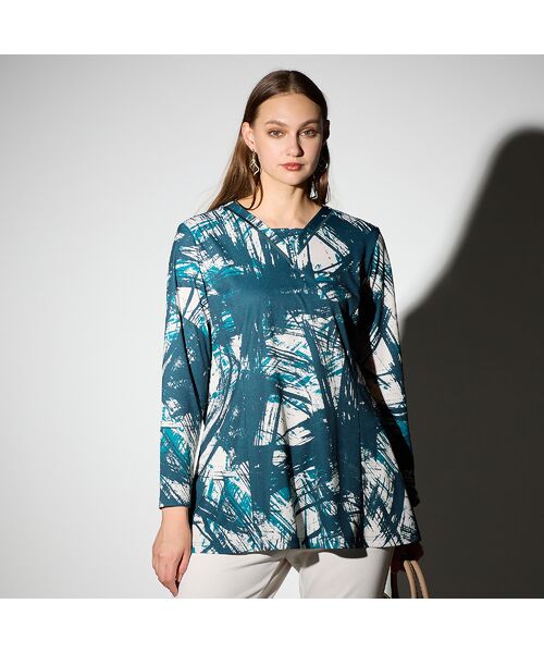 Liliane Burty（Lサイズ） / リリアンビューティ カットソー | 【M～４L】幾何プリントプルオーバーチュニック | 詳細1