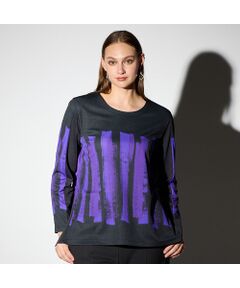 Liliane Burty（Lサイズ） / リリアンビューティ カットソー | 【M～４L】ハケタッチプリント配色Tシャツ