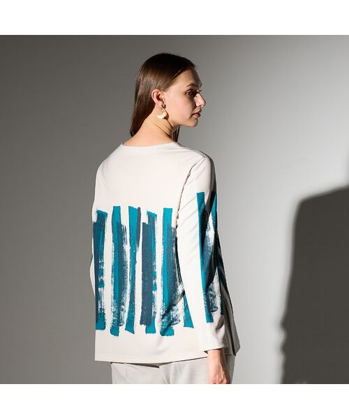 Liliane Burty（Lサイズ） / リリアンビューティ カットソー | 【M～４L】ハケタッチプリント配色Tシャツ | 詳細2