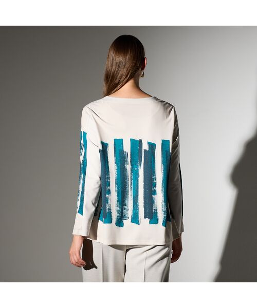 Liliane Burty（Lサイズ） / リリアンビューティ カットソー | 【M～４L】ハケタッチプリント配色Tシャツ | 詳細3