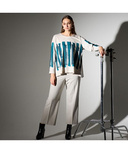 Liliane Burty（Lサイズ） / リリアンビューティ カットソー | 【M～４L】ハケタッチプリント配色Tシャツ | 詳細4