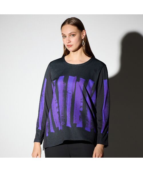 Liliane Burty（Lサイズ） / リリアンビューティ カットソー | 【M～４L】ハケタッチプリント配色Tシャツ | 詳細9