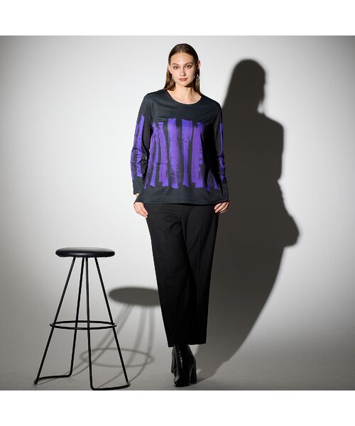 Liliane Burty（Lサイズ） / リリアンビューティ カットソー | 【M～４L】ハケタッチプリント配色Tシャツ | 詳細11