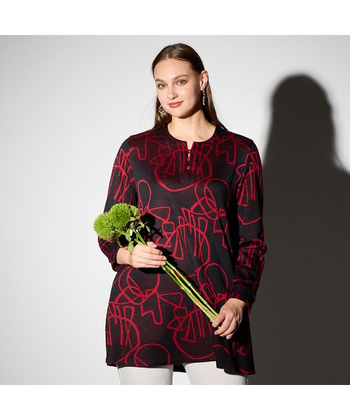 Liliane Burty(Lサイズ) / リリアンビューティ カットソー | 【M~4L】裏起毛ジャカードチュニック | 詳細1