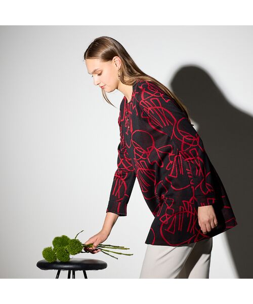 Liliane Burty(Lサイズ) / リリアンビューティ カットソー | 【M~4L】裏起毛ジャカードチュニック | 詳細3