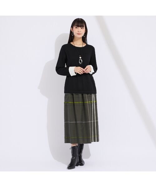 Liliane Burty(Lサイズ) / リリアンビューティ ニット・セーター | 【L~4L】袖カフス配色ニット | 詳細2