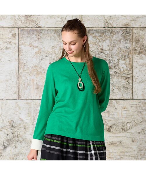 Liliane Burty(Lサイズ) / リリアンビューティ ニット・セーター | 【L~4L】袖カフス配色ニット | 詳細6